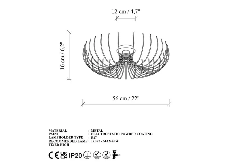Lysekrone Sadorte Rany - 56 x 56 x 16 cm - Belysning - Lamper & indendørsbelysning - Loftlampe - Plafond