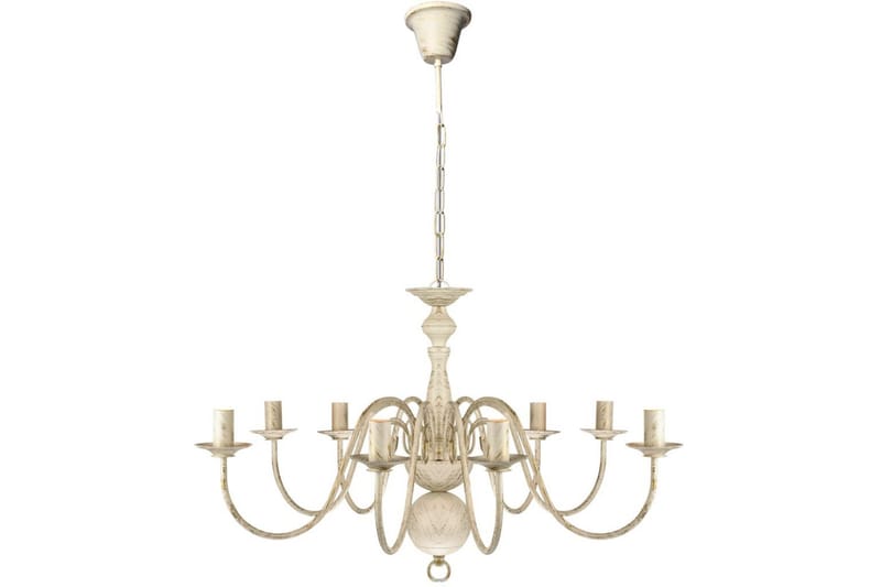 Antik Hvidt Metal Lysekrone 8 X E14 Pærer - Hvid - Belysning - Lamper & indendørsbelysning - Loftlampe - Lysekroner