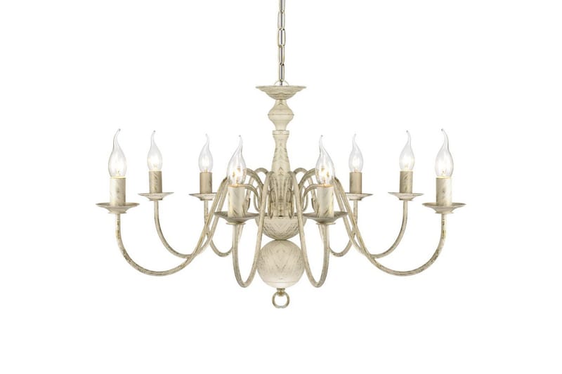 Antik Hvidt Metal Lysekrone 8 X E14 Pærer - Hvid - Belysning - Lamper & indendørsbelysning - Loftlampe - Lysekroner
