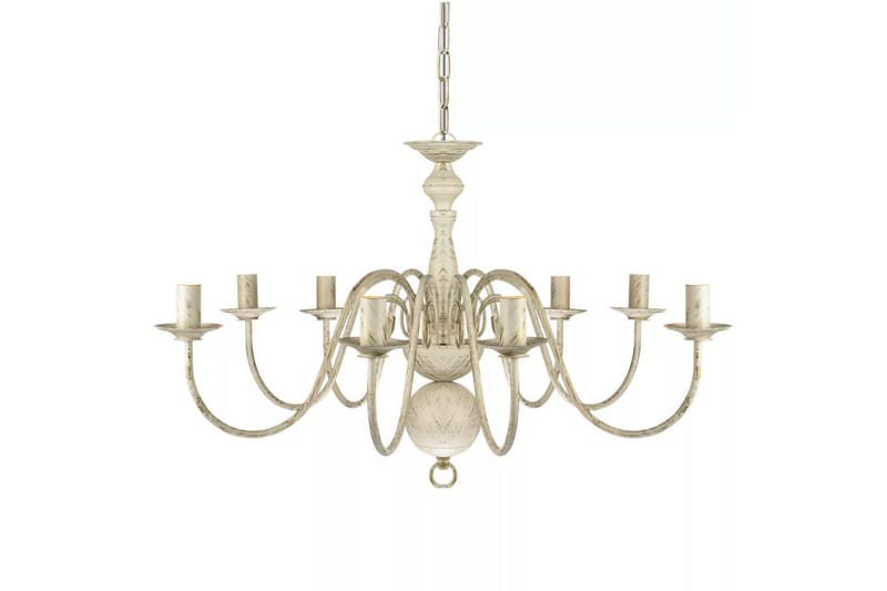 Antik Hvidt Metal Lysekrone 8 X E14 Pærer - Hvid - Belysning - Lamper & indendørsbelysning - Loftlampe - Lysekroner