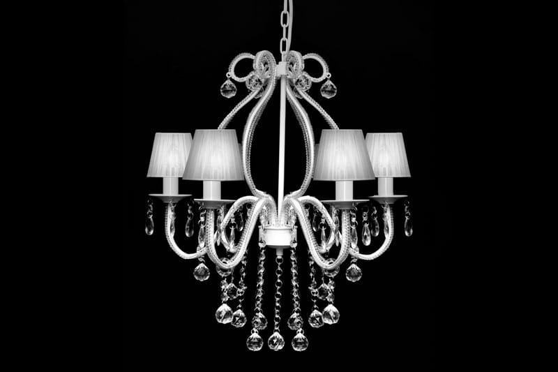 Chandelier Maria Theresa 6-Arm M. Hvide Lampeskærme - Hvid - Lysekroner - Stuelampe - Soveværelse lampe