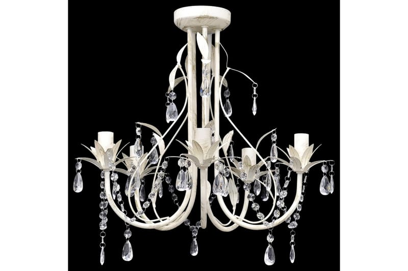 Elegant Vedhæng Crystal Lysekrone Med 5 Pærestikdåser - Hvid - Belysning - Lamper & indendørsbelysning - Loftlampe - Lysekroner