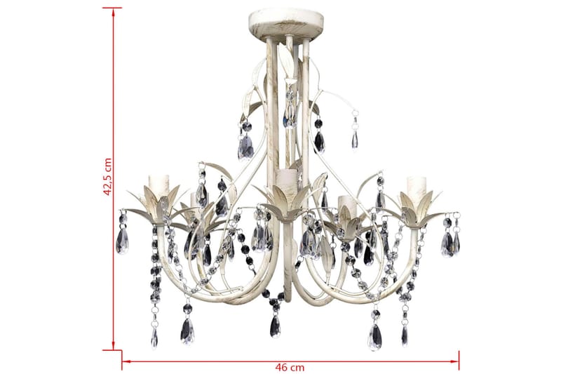 Elegant Vedhæng Crystal Lysekrone Med 5 Pærestikdåser - Hvid - Belysning - Lamper & indendørsbelysning - Loftlampe - Lysekroner
