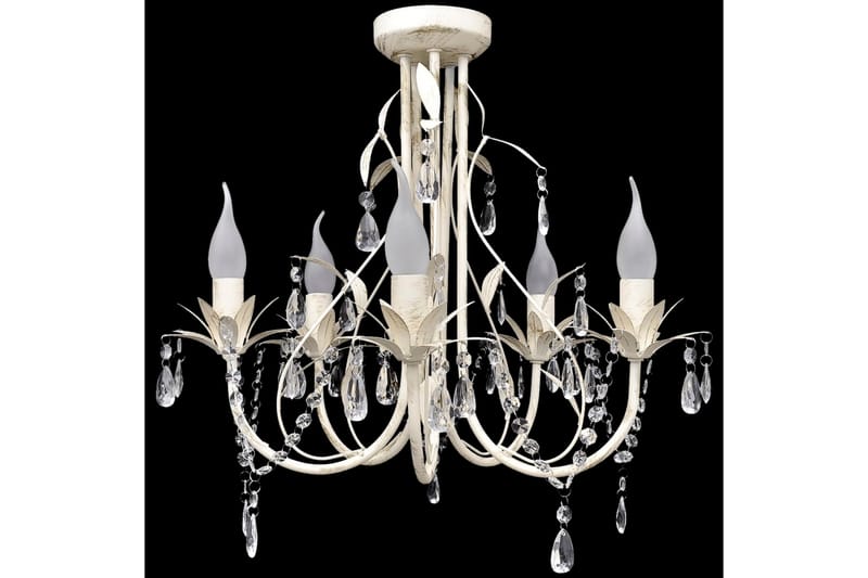 Elegant Vedhæng Crystal Lysekrone Med 5 Pærestikdåser - Hvid - Belysning - Lamper & indendørsbelysning - Loftlampe - Lysekroner