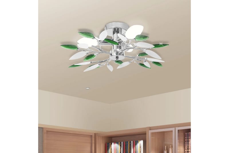 Loft Lys Med Hvid & Grøn Akrylplade E14 - Flerfarvet - Lysekroner - Stuelampe - Soveværelse lampe