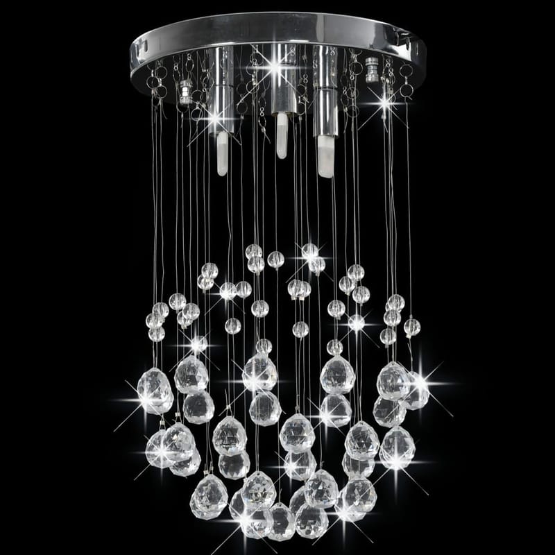Loftlampe m Krystalperler Kugleformet 3 X G9-Pærer - Sølv - Belysning - Lamper & indendørsbelysning - Loftlampe - Lysekroner
