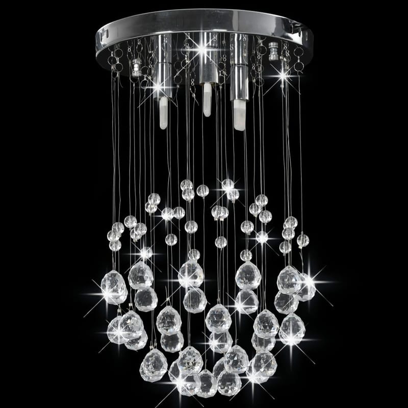 Loftlampe m Krystalperler Kugleformet 3 X G9-Pærer - Sølv - Lysekroner - Stuelampe - Soveværelse lampe