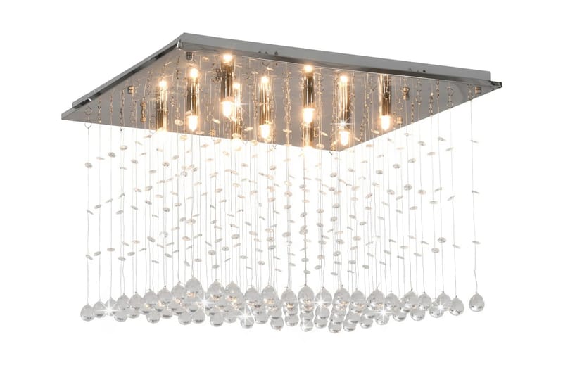 Loftlampe Med Krystalperler Kubeform G9 Sølvfarvet - Sølv - Stuelampe - Lysekroner - Soveværelse lampe