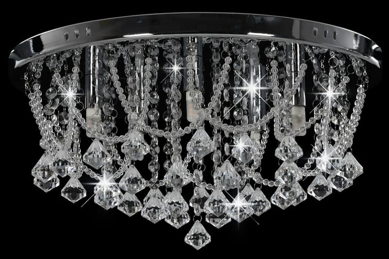 Loftlampe Med Krystalperler Rund 4 X G9-Pærer Sølvfarvet - Sølv - Belysning - Lamper & indendørsbelysning - Loftlampe - Lysekroner