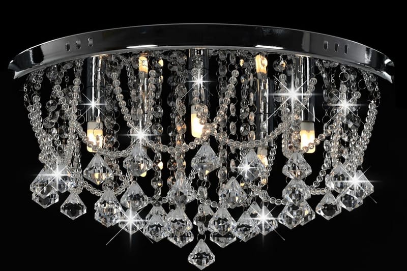 Loftlampe Med Krystalperler Rund 4 X G9-Pærer Sølvfarvet - Sølv - Belysning - Lamper & indendørsbelysning - Loftlampe - Lysekroner