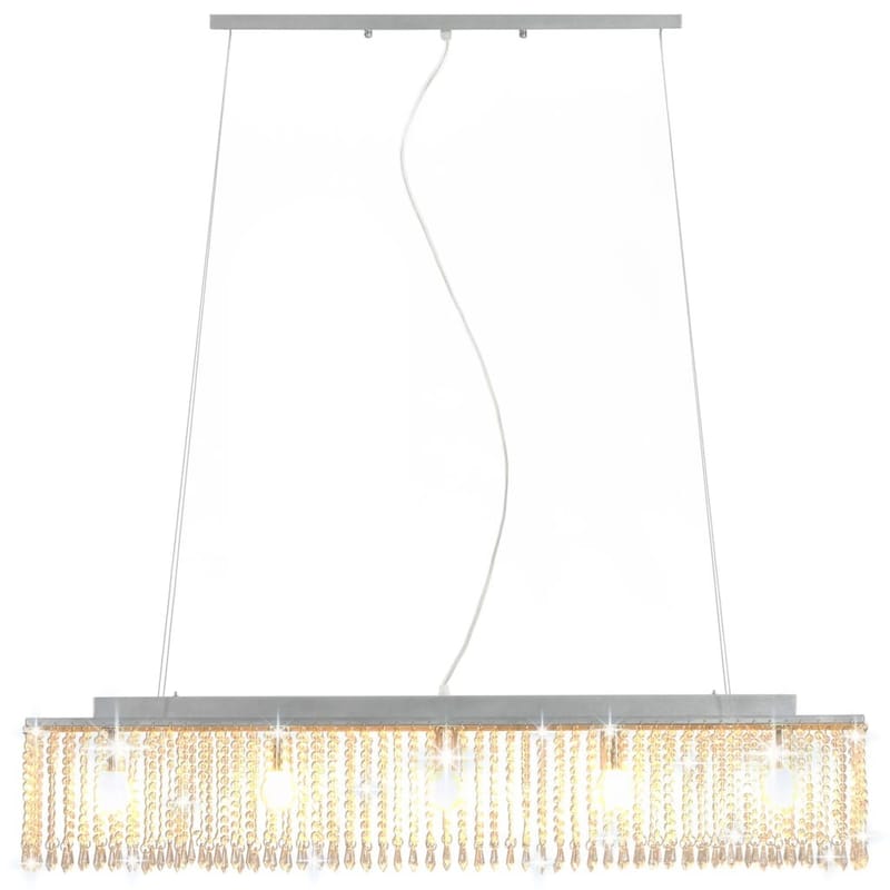 Loftslampe Med Krystalperler 104 Cm E14 Sølvfarvet - Sølv - Stuelampe - Lysekroner - Soveværelse lampe