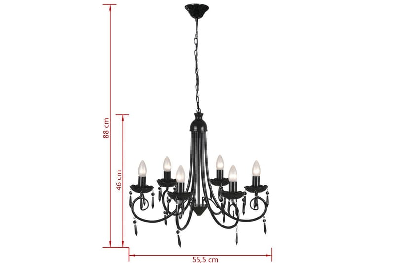 Lysekrone 6 Pærefatninger Sort - Sort - Lysekroner - Stuelampe - Soveværelse lampe