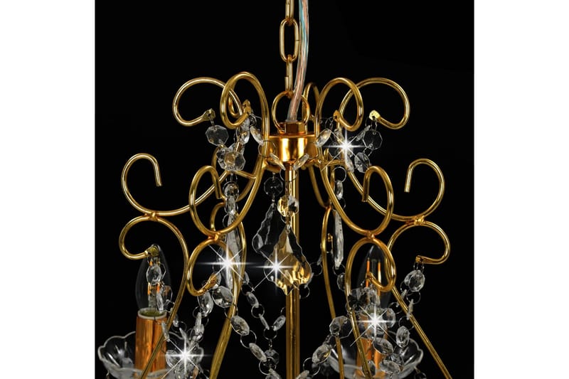 Lysekrone Med Krystalperler Rund 6 X E14 Gylden - Guld - Belysning - Lamper & indendørsbelysning - Loftlampe - Lysekroner