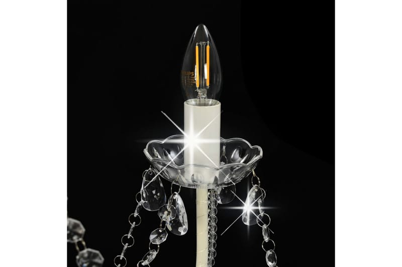 Lysekrone Med Perler 8 X E14-Pærer Hvid - Hvid - Belysning - Lamper & indendørsbelysning - Loftlampe - Lysekroner