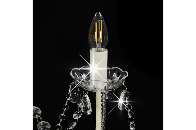 Lysekrone Med Perler 8 X E14-Pærer Hvid - Hvid - Lysekroner - Stuelampe - Soveværelse lampe