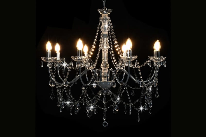 Lysekrone Med Perler 8 X E14-Pærer Sølvfarvet - Sølv - Belysning - Lamper & indendørsbelysning - Loftlampe - Lysekroner