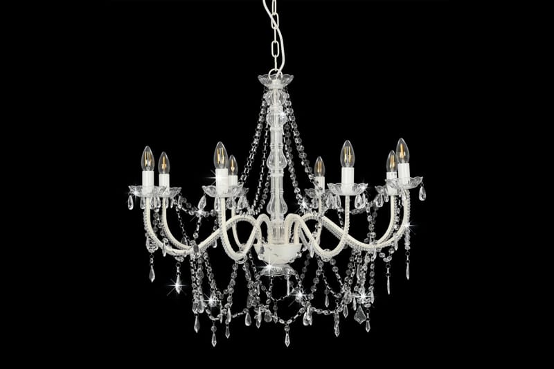 Lysekrone Med Perler 8 X E14-Pærer Hvid - Hvid - Belysning - Lamper & indendørsbelysning - Loftlampe - Lysekroner