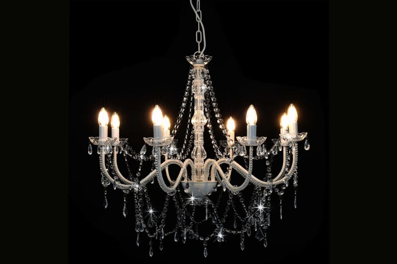 Lysekrone Med Perler 8 X E14-Pærer Hvid - Hvid - Belysning - Lamper & indendørsbelysning - Loftlampe - Lysekroner