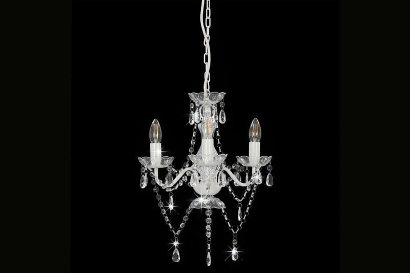 Lysekrone Med Perler Rund 3 X E14 Hvid - Hvid - Belysning - Lamper & indendørsbelysning - Loftlampe - Lysekroner