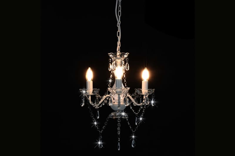 Lysekrone Med Perler Rund 3 X E14 Hvid - Hvid - Belysning - Lamper & indendørsbelysning - Loftlampe - Lysekroner