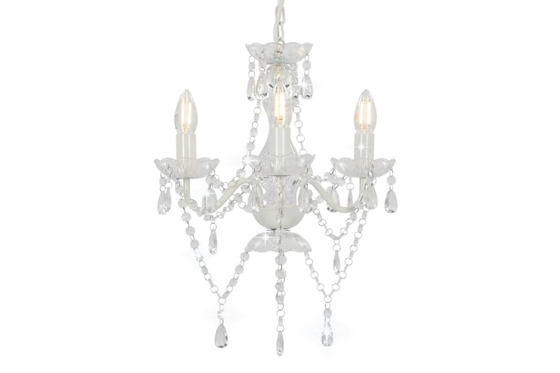 Lysekrone Med Perler Rund 3 X E14 Hvid - Hvid - Belysning - Lamper & indendørsbelysning - Loftlampe - Lysekroner
