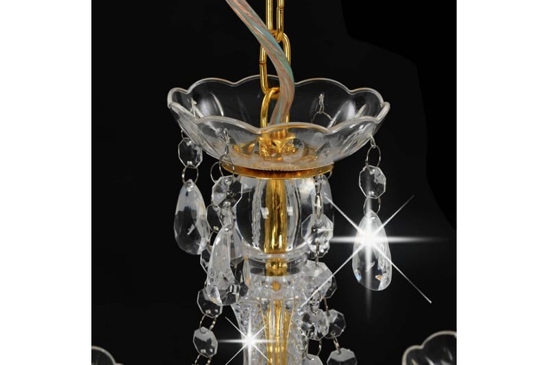 Lysekrone Med Perler Rund 3 X E14 Gylden - Guld - Belysning - Lamper & indendørsbelysning - Loftlampe - Lysekroner