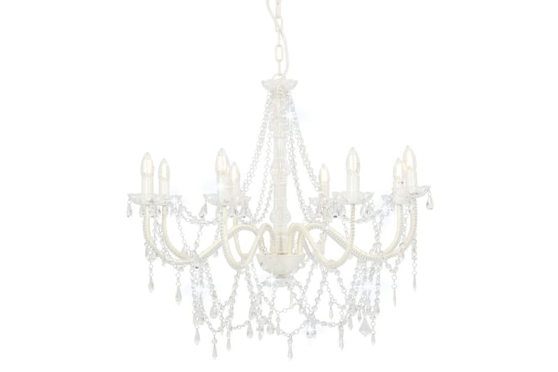Lysekrone Med Perler 8 X E14-Pærer Hvid - Hvid - Belysning - Lamper & indendørsbelysning - Loftlampe - Lysekroner