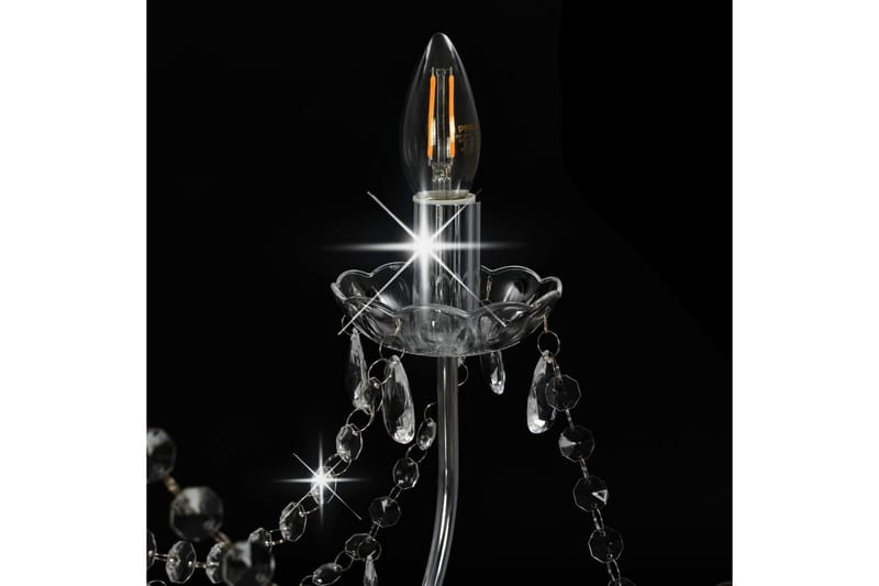 Lysekrone Med Perler 8 X E14-Pærer Sølvfarvet - Sølv - Belysning - Lamper & indendørsbelysning - Loftlampe - Lysekroner