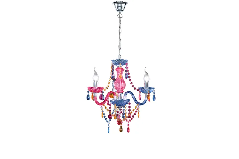 Trio Luster krystal lysekrone, Flerfarvet