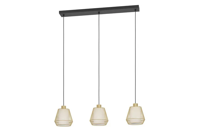 Pendel Eglo Ciudadela med 3 Lamper, Messing/Hvid/Sort