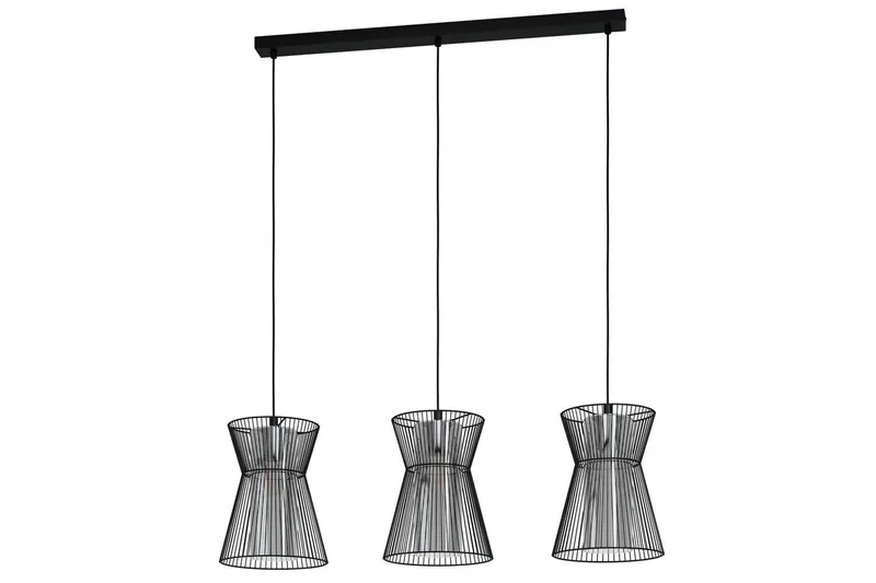 Pendel Eglo Maseta med 3 Lamper Sort Sort-Transparent, Sort