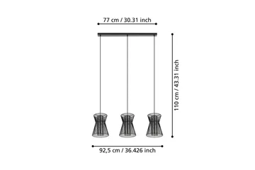 Pendel Eglo Maseta med 3 Lamper Sort Sort-Transparent - Sort - Belysning - Lamper & indendørsbelysning - Loftlampe - Pendellamper & hængelamper