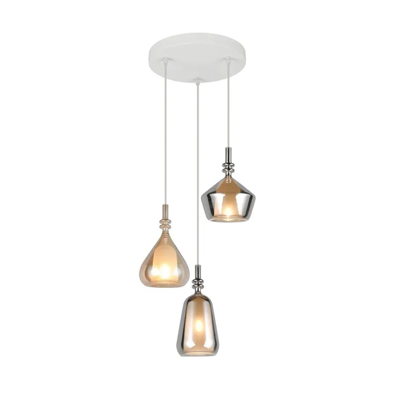 Pendel TRIO Aldea, 3 lamper/Rav/Krom