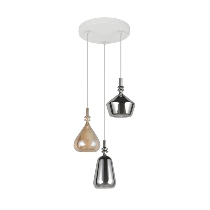 Pendel TRIO Aldea - 3 lamper/Rav/Krom - Belysning - Lamper & indendørsbelysning - Loftlampe - Pendellamper & hængelamper
