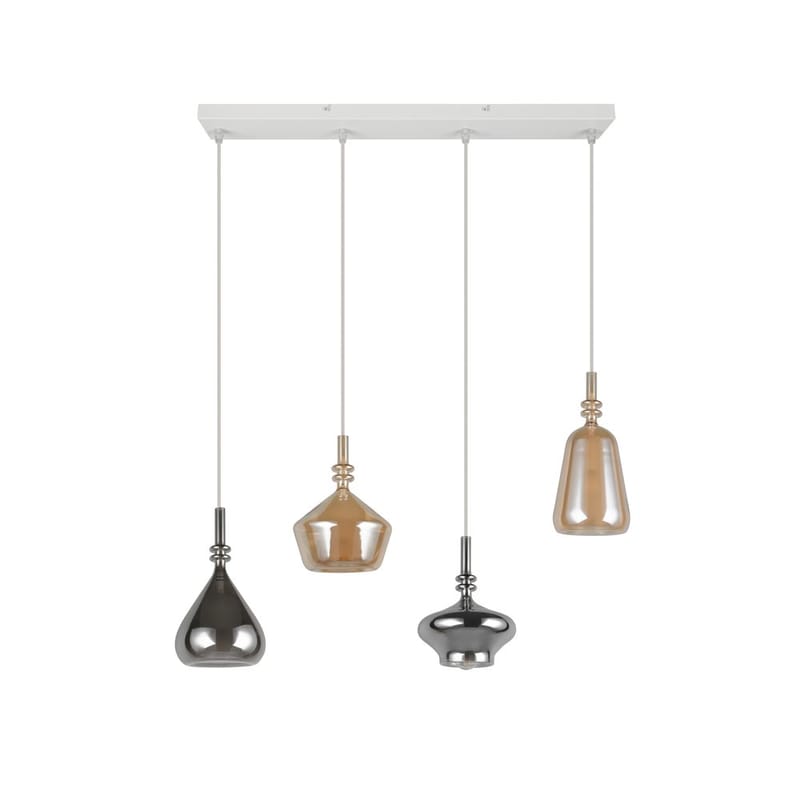 Pendel TRIO Aldea - 4 lamper, Rav/Krom - Belysning - Lamper & indendørsbelysning - Loftlampe - Pendellamper & hængelamper