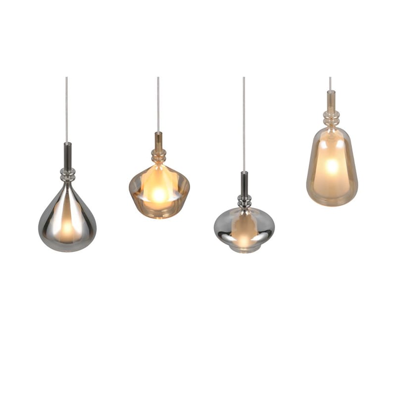 Pendel TRIO Aldea - 4 lamper/Rav/Krom - Belysning - Lamper & indendørsbelysning - Loftlampe - Pendellamper & hængelamper