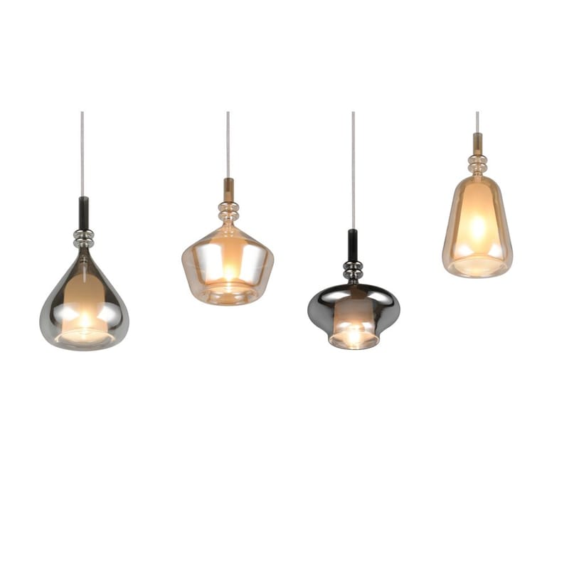 Pendel TRIO Aldea - 4 lamper/Rav/Krom - Belysning - Lamper & indendørsbelysning - Loftlampe - Pendellamper & hængelamper