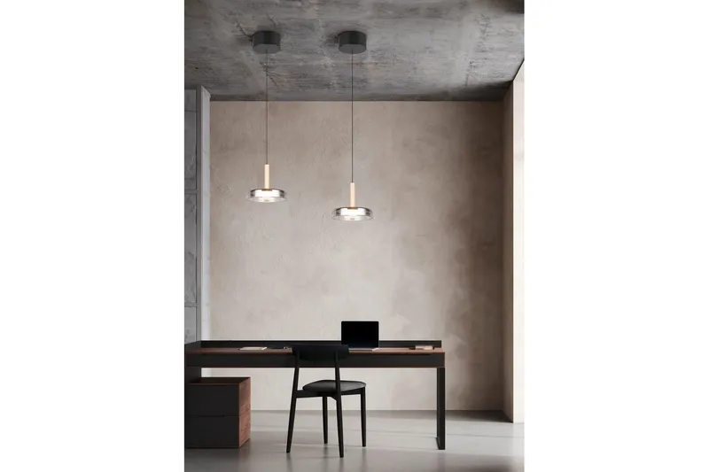 Pendel TRIO Celeste 1-dele, Mat sort/krom/træ - 1-dele, Mat sort/krom/træ - Belysning - Lamper & indendørsbelysning - Loftlampe - Pendellamper & hængelamper