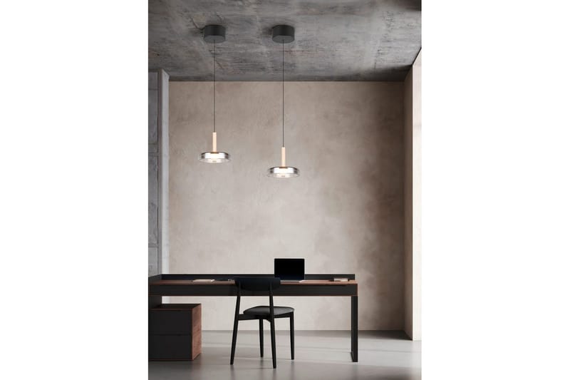 Pendel TRIO Celeste 1-dele, Mat sort/krom/træ - 1-dele, Mat sort/krom/træ - Belysning - Lamper & indendørsbelysning - Loftlampe - Pendellamper & hængelamper