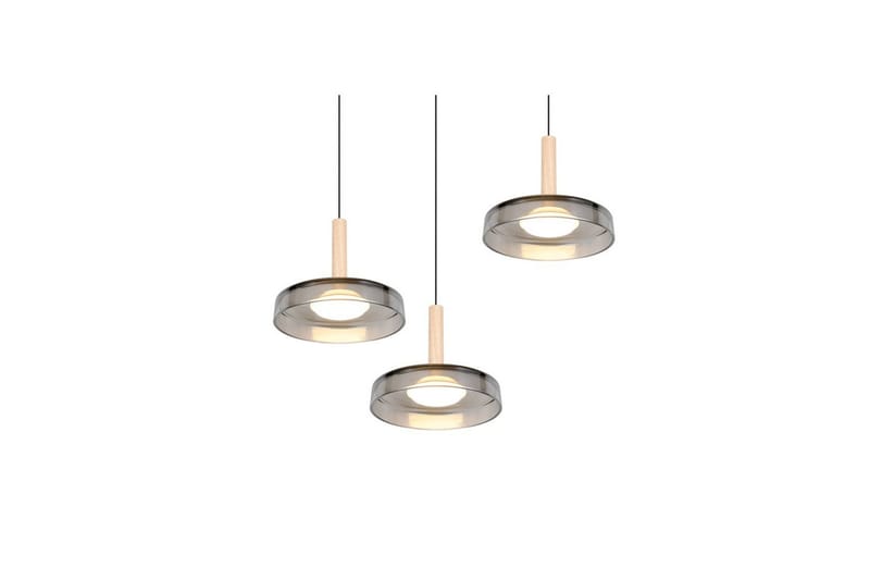 Pendel TRIO Celeste 3-dele, Mat sort/krom/træ - 3-dele, Mat sort/krom/træ - Belysning - Lamper & indendørsbelysning - Loftlampe - Pendellamper & hængelamper