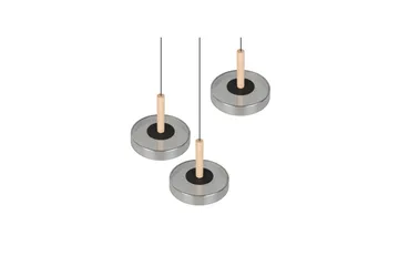 Pendel TRIO Celeste 3-dele, Mat sort/krom/træ - 3-dele, Mat sort/krom/træ - Belysning - Lamper & indendørsbelysning - Loftlampe - Pendellamper & hængelamper