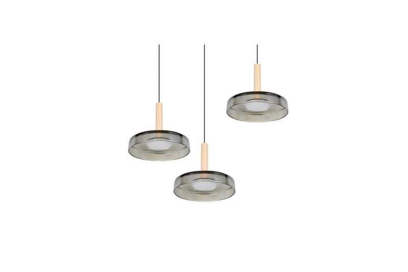 Pendel TRIO Celeste 3-dele, Mat sort/krom/træ - 3-dele, Mat sort/krom/træ - Belysning - Lamper & indendørsbelysning - Loftlampe - Pendellamper & hængelamper
