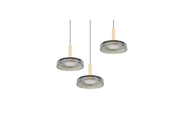 Pendel TRIO Celeste 3-dele, Mat sort/krom/træ - 3-dele, Mat sort/krom/træ - Belysning - Lamper & indendørsbelysning - Loftlampe - Pendellamper & hængelamper