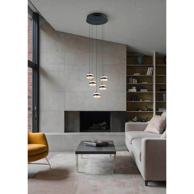 Pendel TRIO Dios - 5 lamper, Mat sort - Belysning - Lamper & indendørsbelysning - Loftlampe - Pendellamper & hængelamper