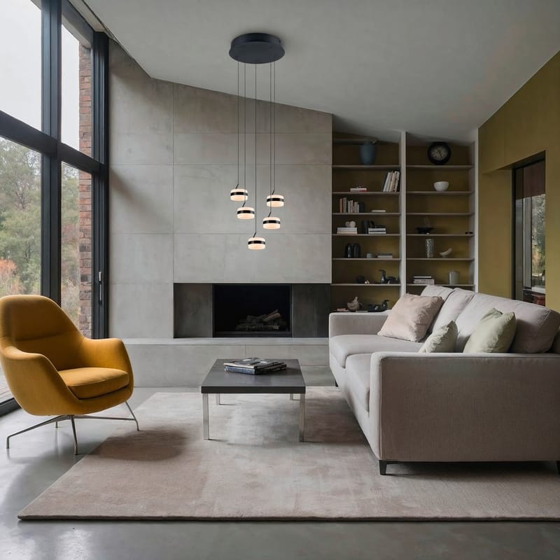 Pendel TRIO Dios - 5 lamper, Mat sort - Belysning - Lamper & indendørsbelysning - Loftlampe - Pendellamper & hængelamper