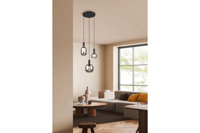 Pendel TRIO Diva 3-dele, Mat sort/krom - 3-dele, Mat sort/krom - Belysning - Lamper & indendørsbelysning - Loftlampe - Pendellamper & hængelamper