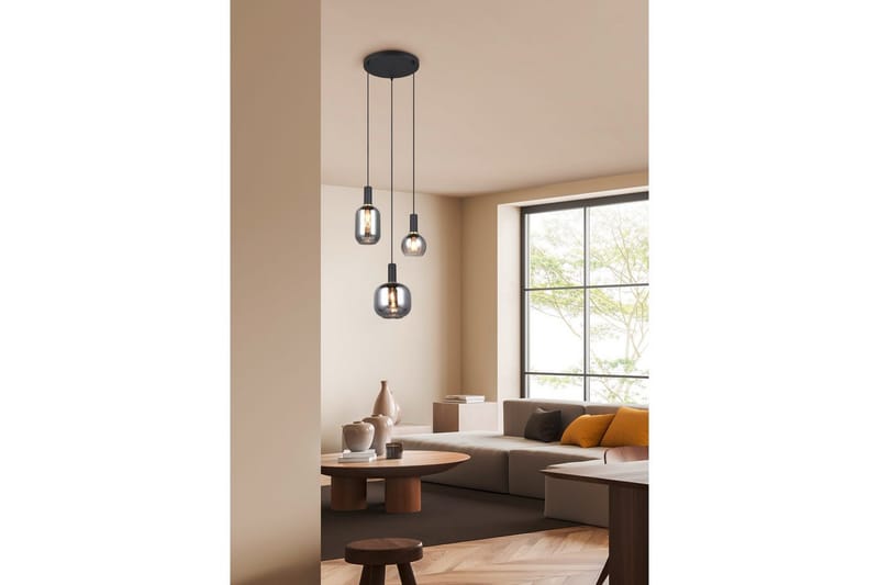 Pendel TRIO Diva 3-dele, Mat sort/krom - 3-dele, Mat sort/krom - Belysning - Lamper & indendørsbelysning - Loftlampe - Pendellamper & hængelamper