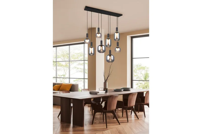 Pendel TRIO Diva 6-dele, Mat sort/krom - 6-dele, Mat sort/krom - Belysning - Lamper & indendørsbelysning - Loftlampe - Pendellamper & hængelamper