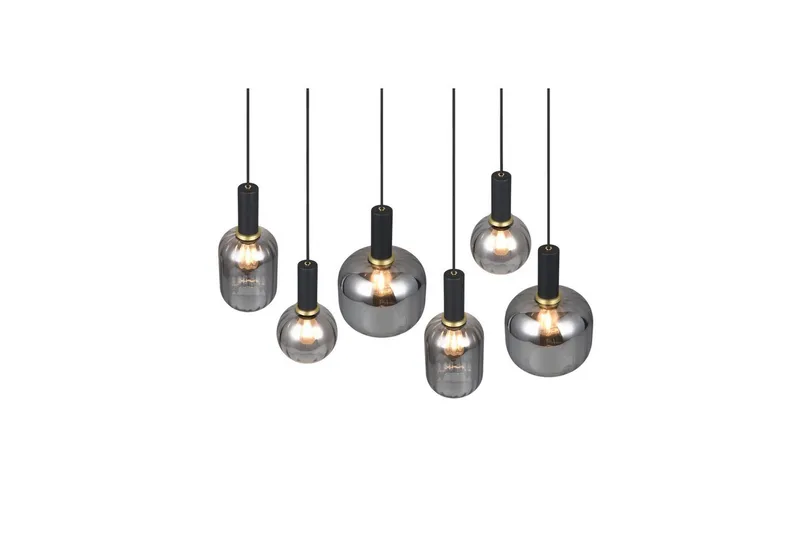 Pendel TRIO Diva 6-dele, Mat sort/krom - 6-dele, Mat sort/krom - Belysning - Lamper & indendørsbelysning - Loftlampe - Pendellamper & hængelamper
