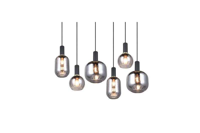 Pendel TRIO Diva 6-dele, Mat sort/krom - 6-dele, Mat sort/krom - Belysning - Lamper & indendørsbelysning - Loftlampe - Pendellamper & hængelamper